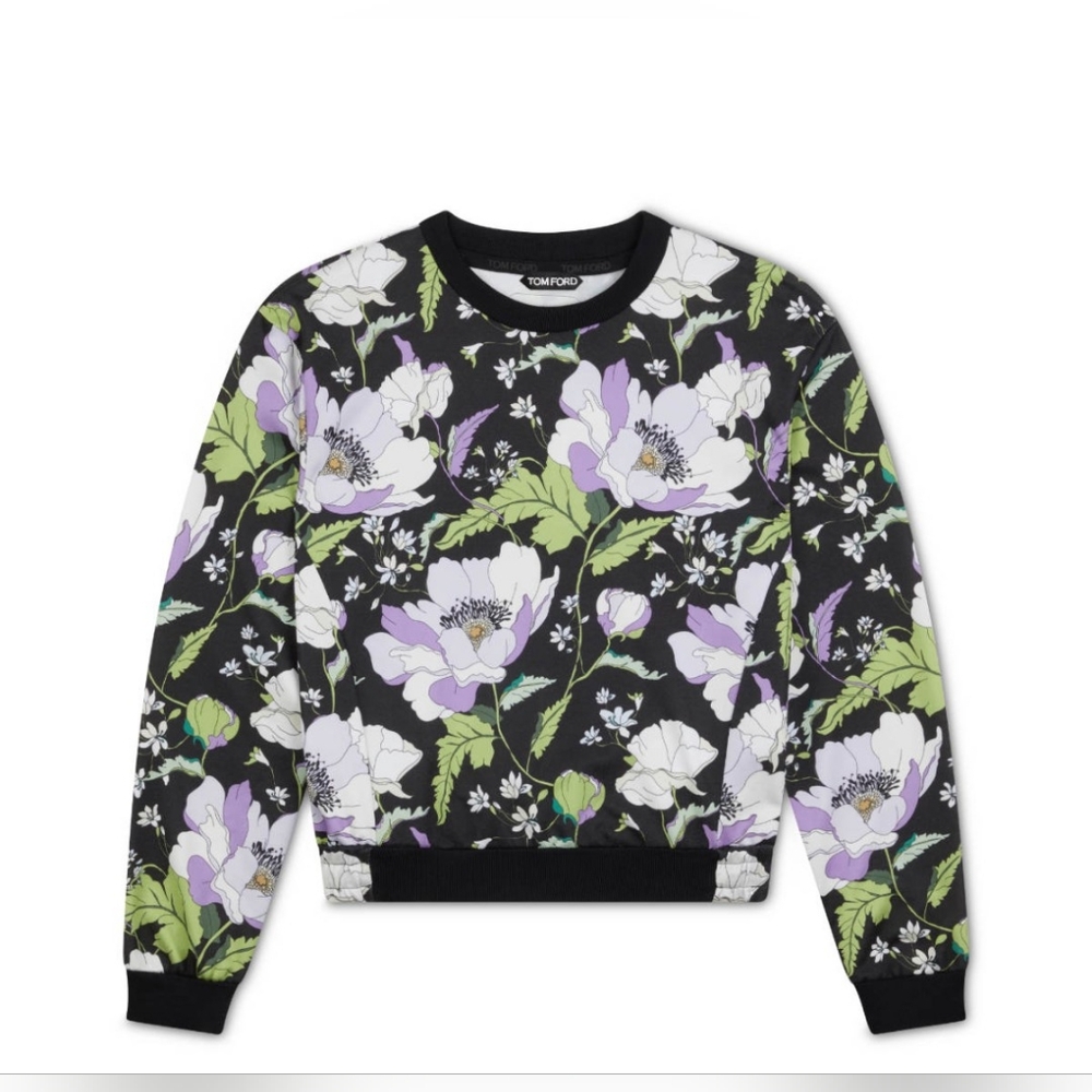 Tom Ford Black & Purple Floral Sweater